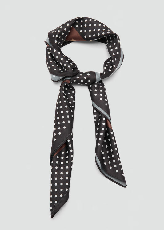 Scarf, satin effect, polka dot print, 27.56 in