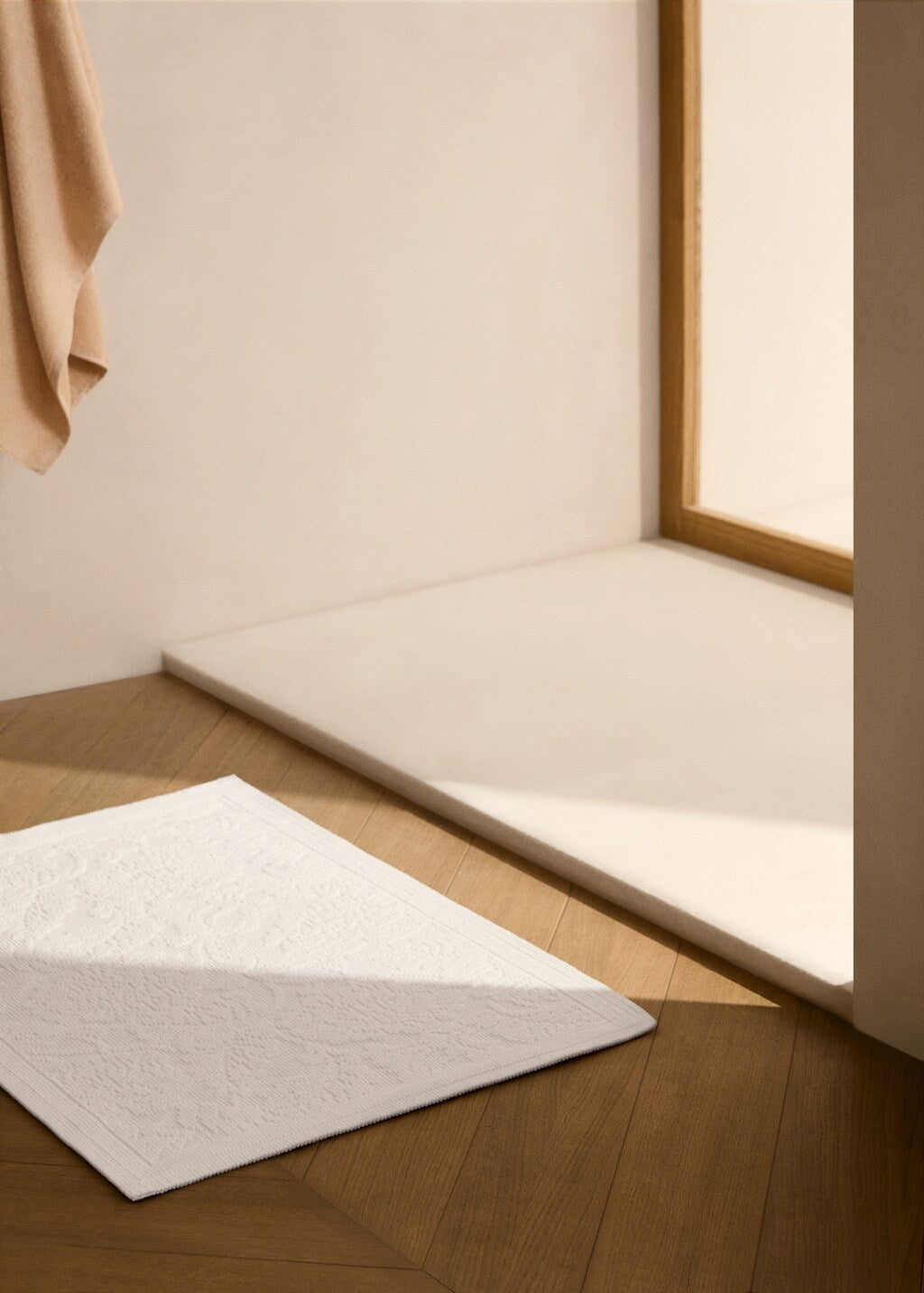 Bath mat, cotton, jacquard floral, 23.6x35.4in