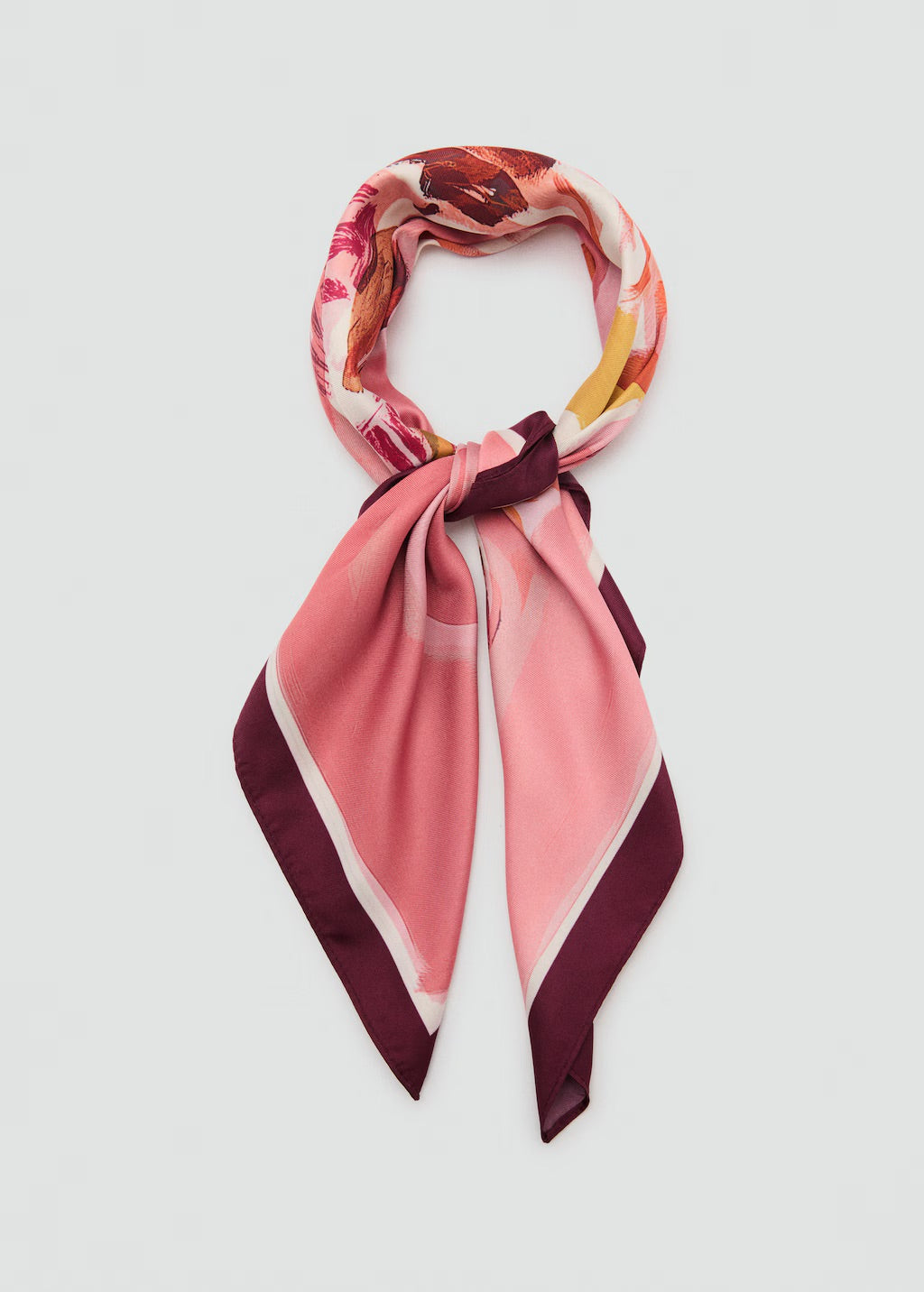 Scarf, satin effect, floral print, 27.56 in