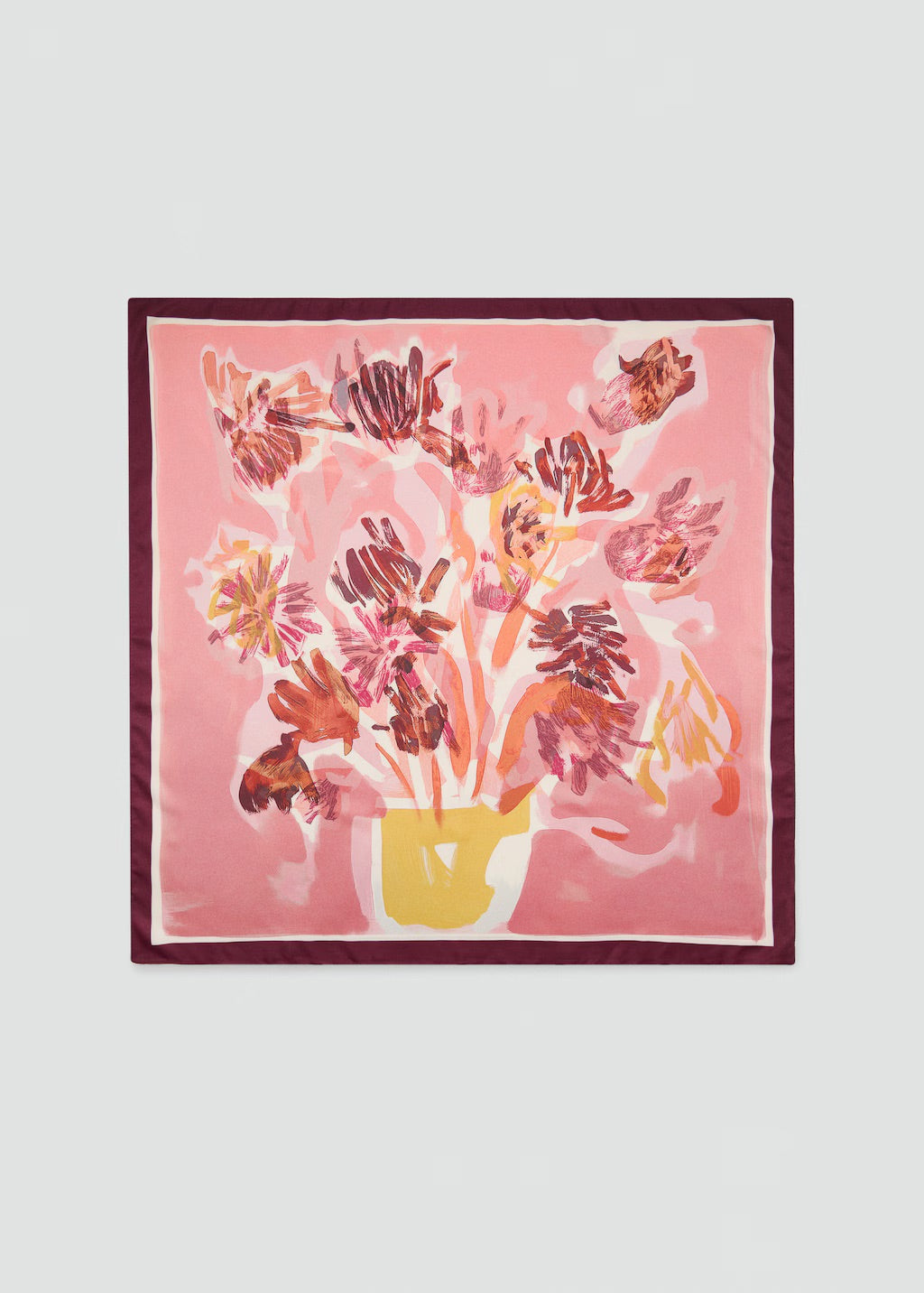 Scarf, satin effect, floral print, 27.56 in