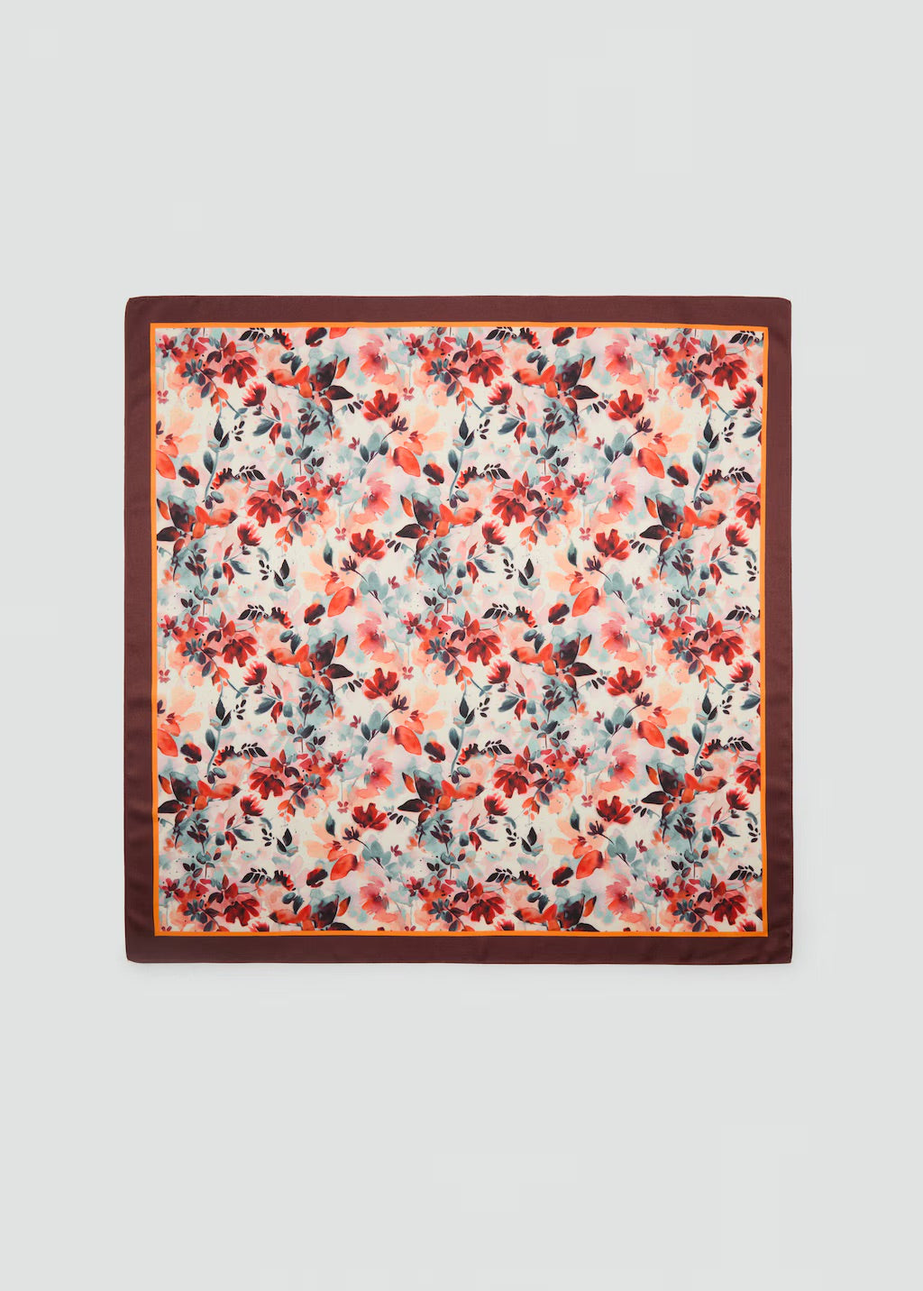 Scarf, satin effect, floral print, 27.56 in