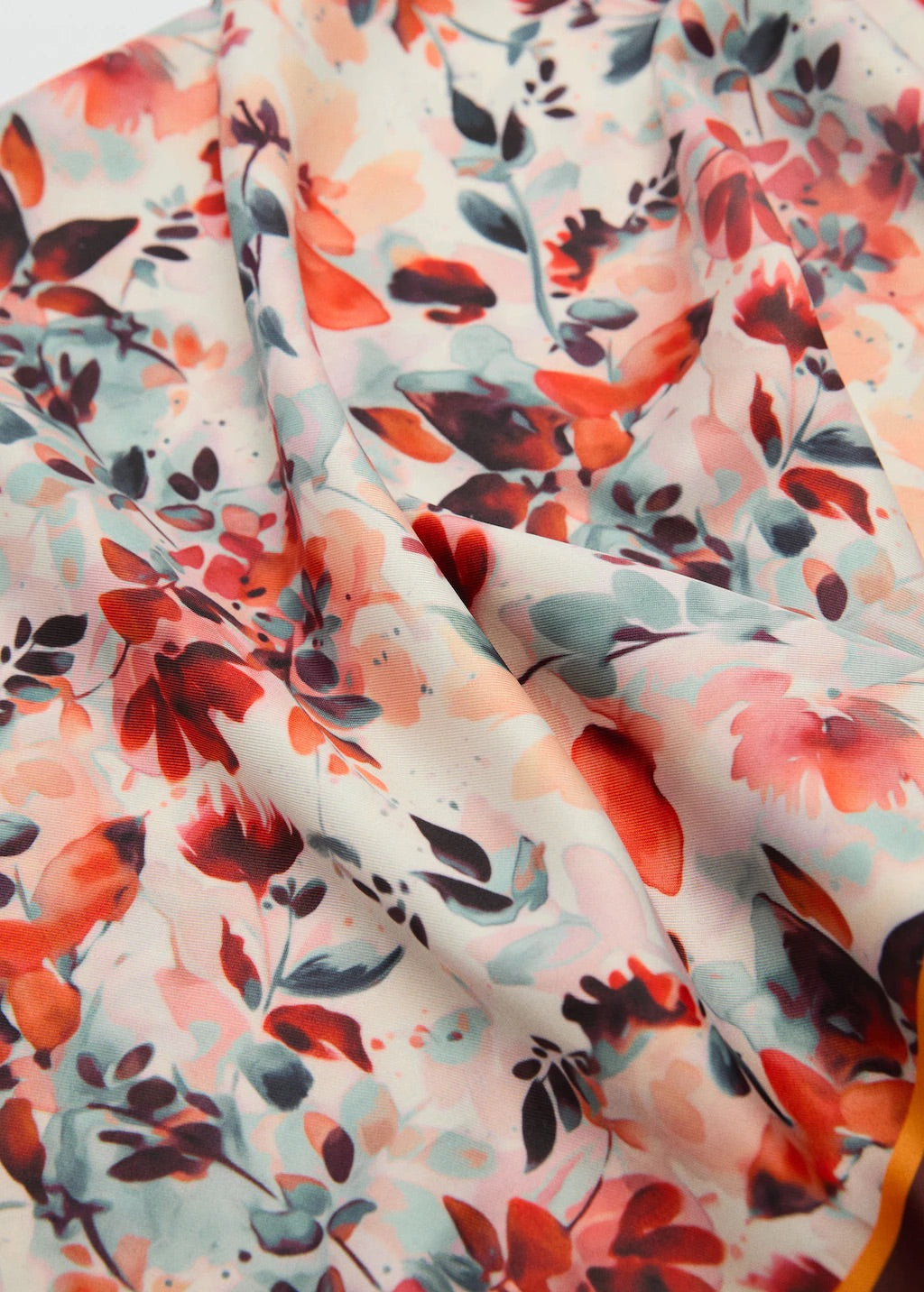 Scarf, satin effect, floral print, 27.56 in
