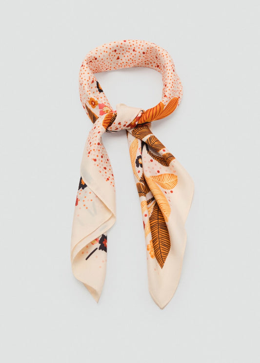 Scarf, satin effect, floral print, 27.56 in