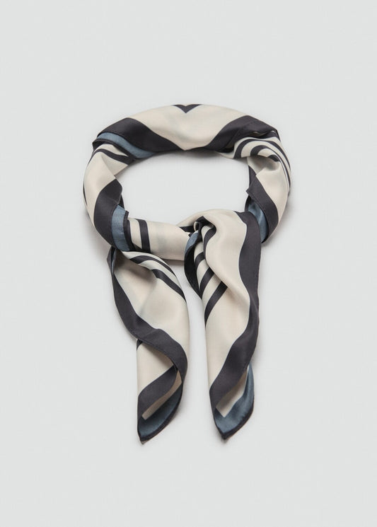 Scarf, satin effect, striped print, 27.56 in