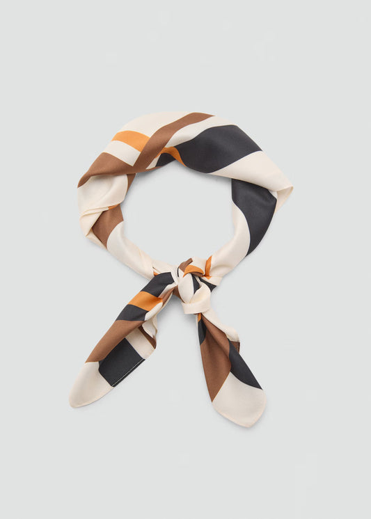 Scarf, satin effect, striped print, 27.56 in