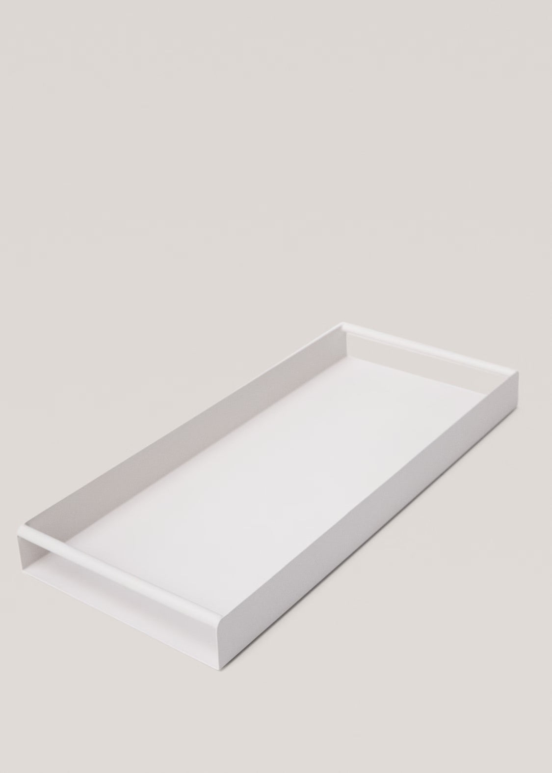 Serving tray, iron, rectangular, 18.1 x 7.9 in, white