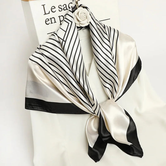 Scarf, satin effect printed scarf 35.43in