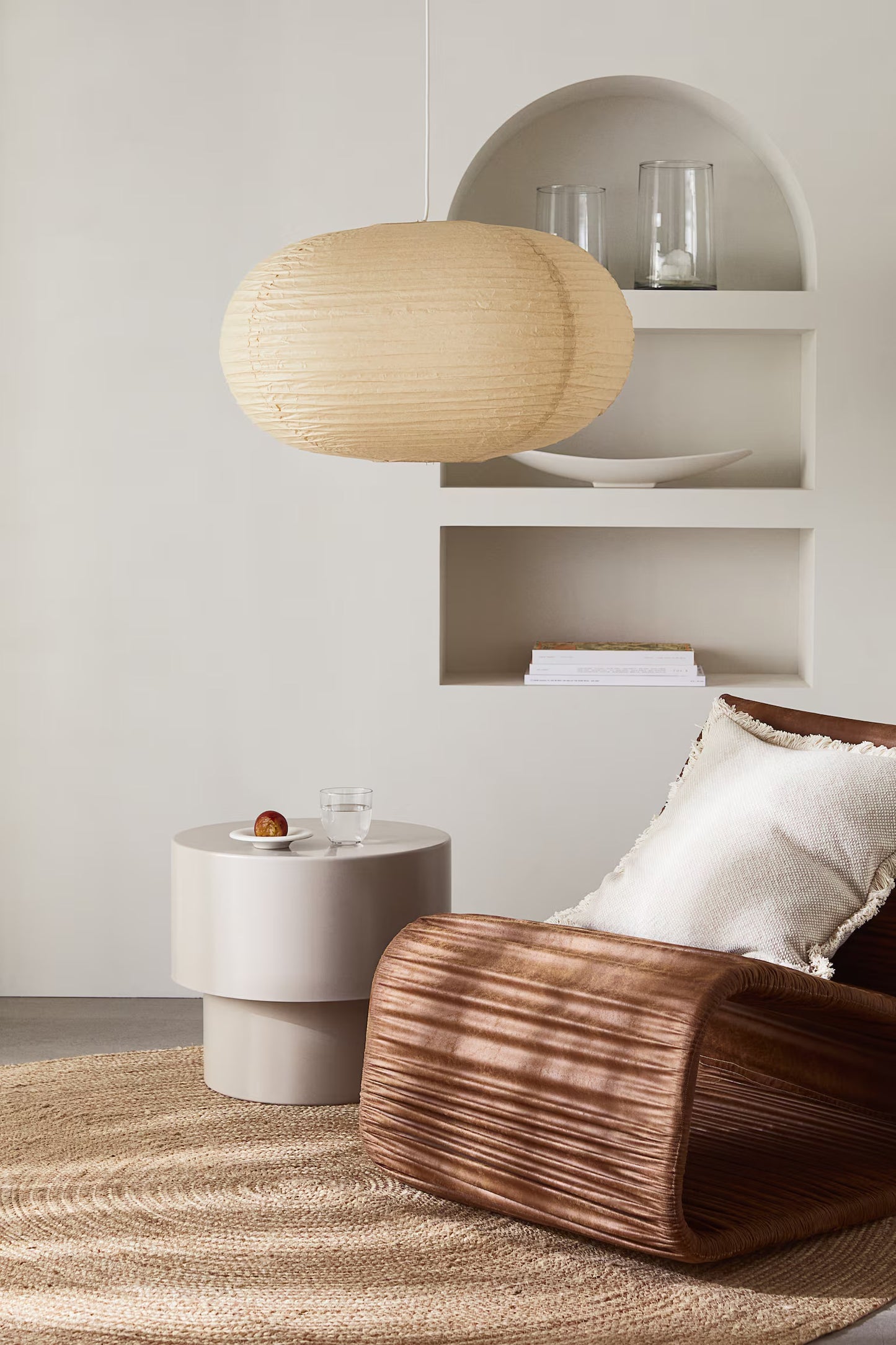 Side table, metal, contemporary cylindrical shape