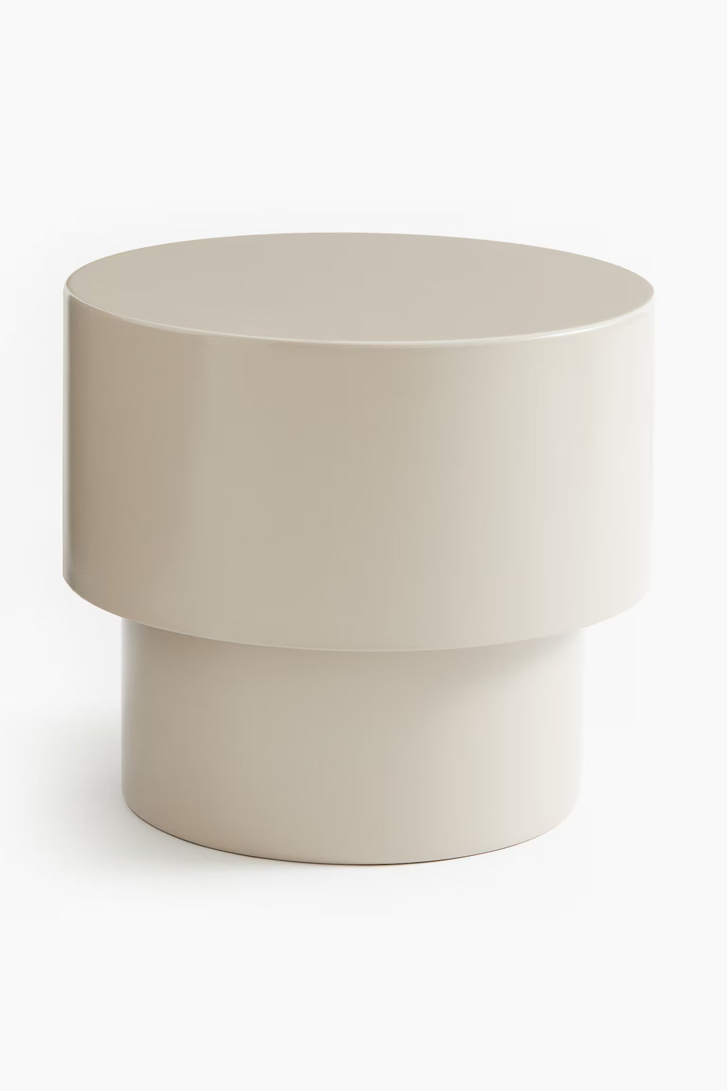 Side table, metal, contemporary cylindrical shape
