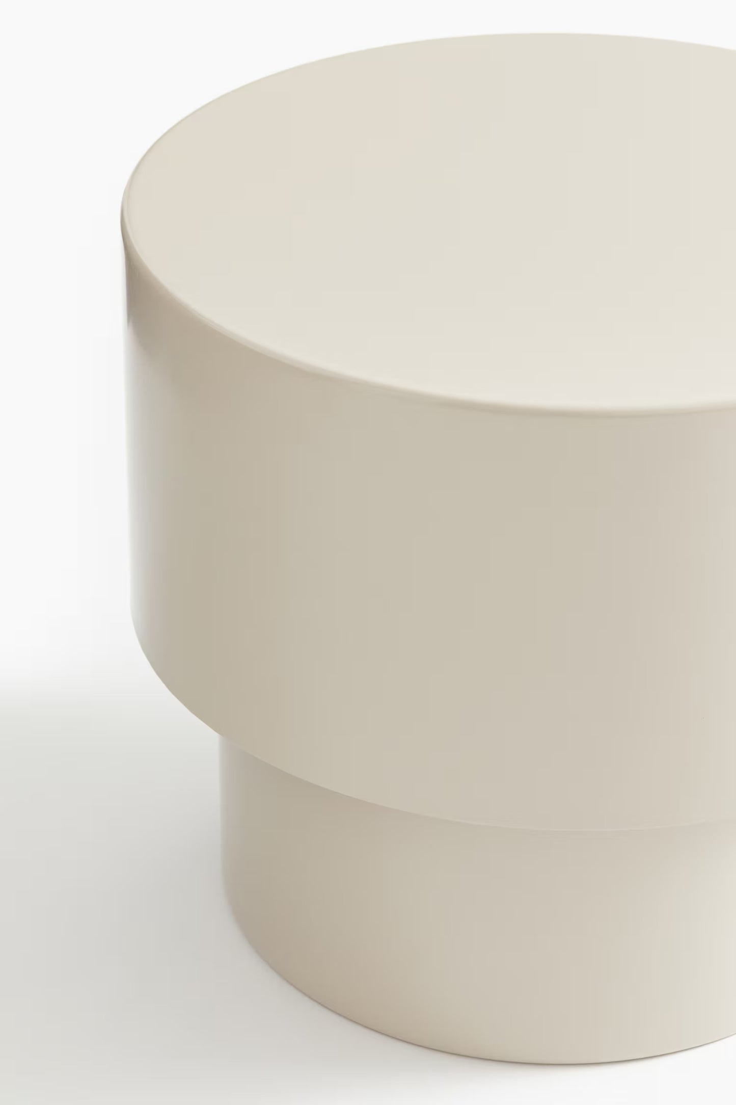 Side table, metal, contemporary cylindrical shape