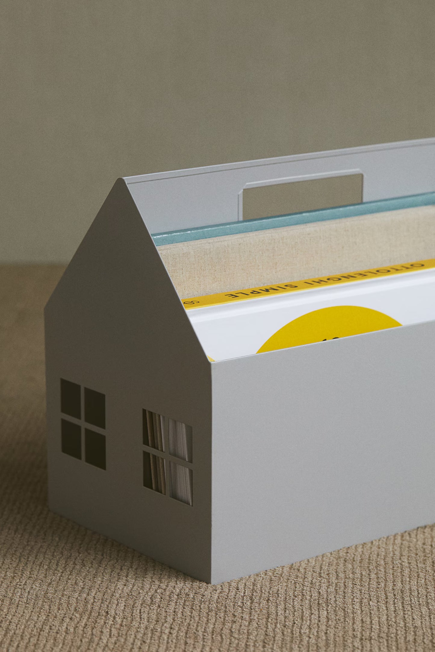 Storage, house-shaped book storage box, metal