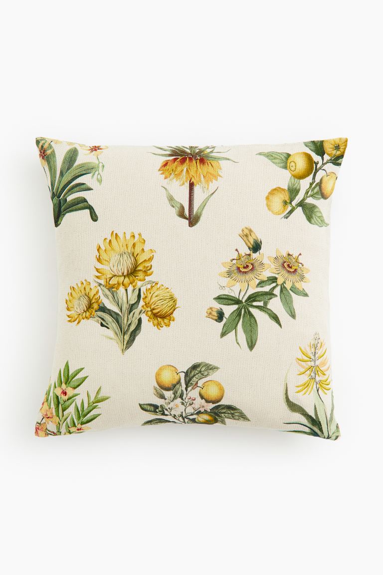 Throw pillow cover, cotton, patterned/floral, 20x20in