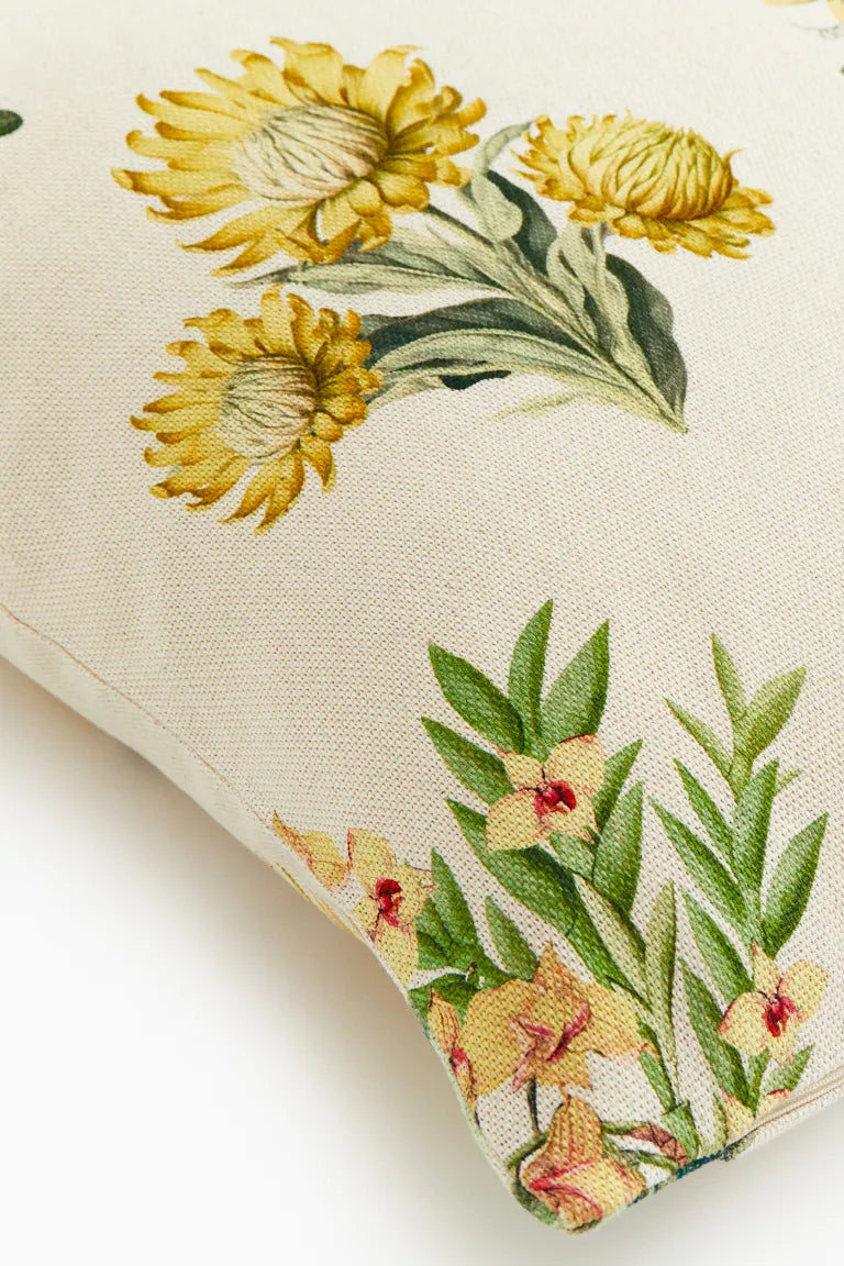 Throw pillow cover, cotton, patterned/floral, 20x20in