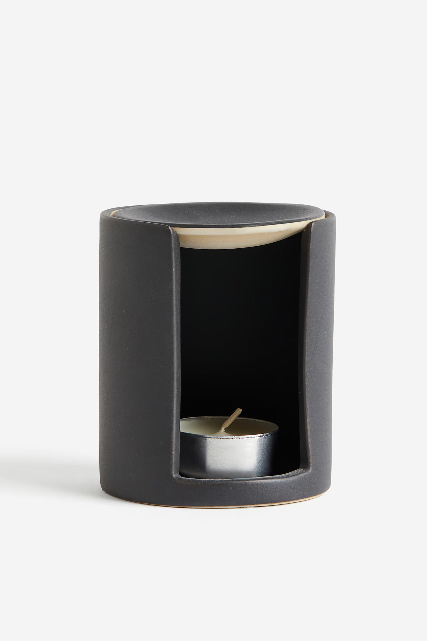 Candle - oil warmer, stoneware, dark gray