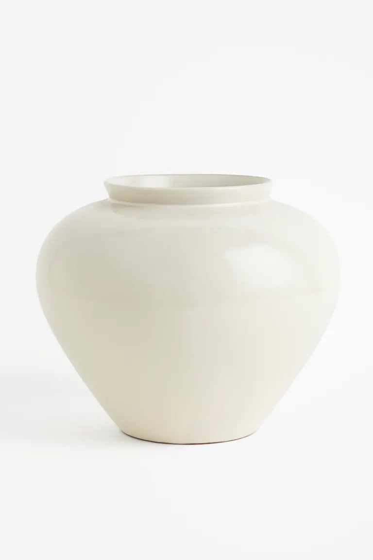 Vase, terracotta vase, cream taupe