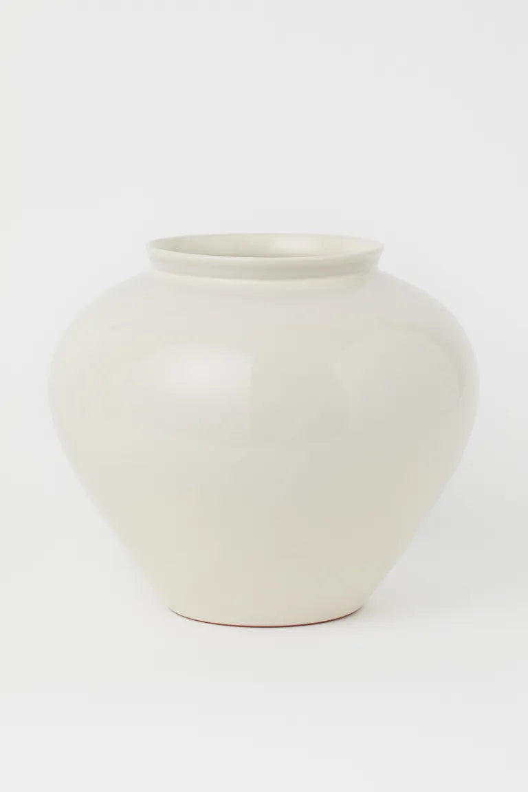 Vase, terracotta vase, cream taupe