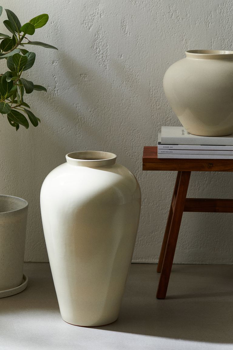 Vase, terracotta vase, cream taupe