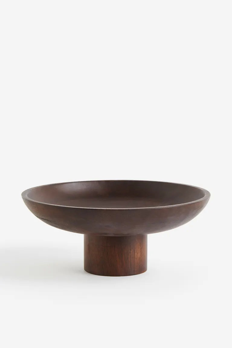 Decorative bowl, mango wood pedestal bowl