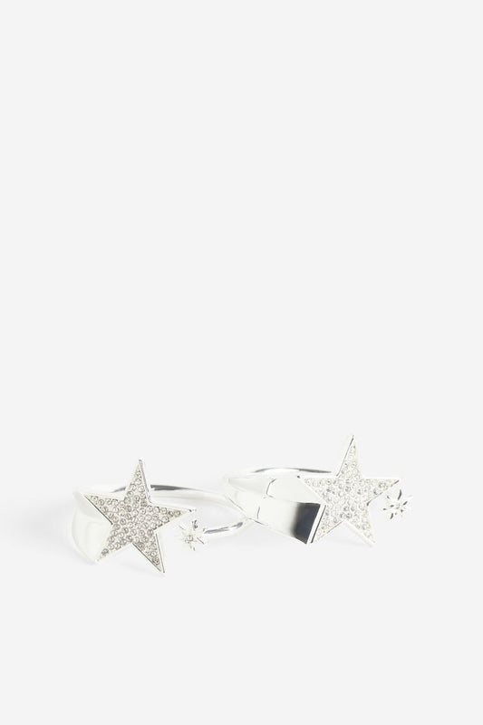 Napkin rings, metal, star shape, pack 2