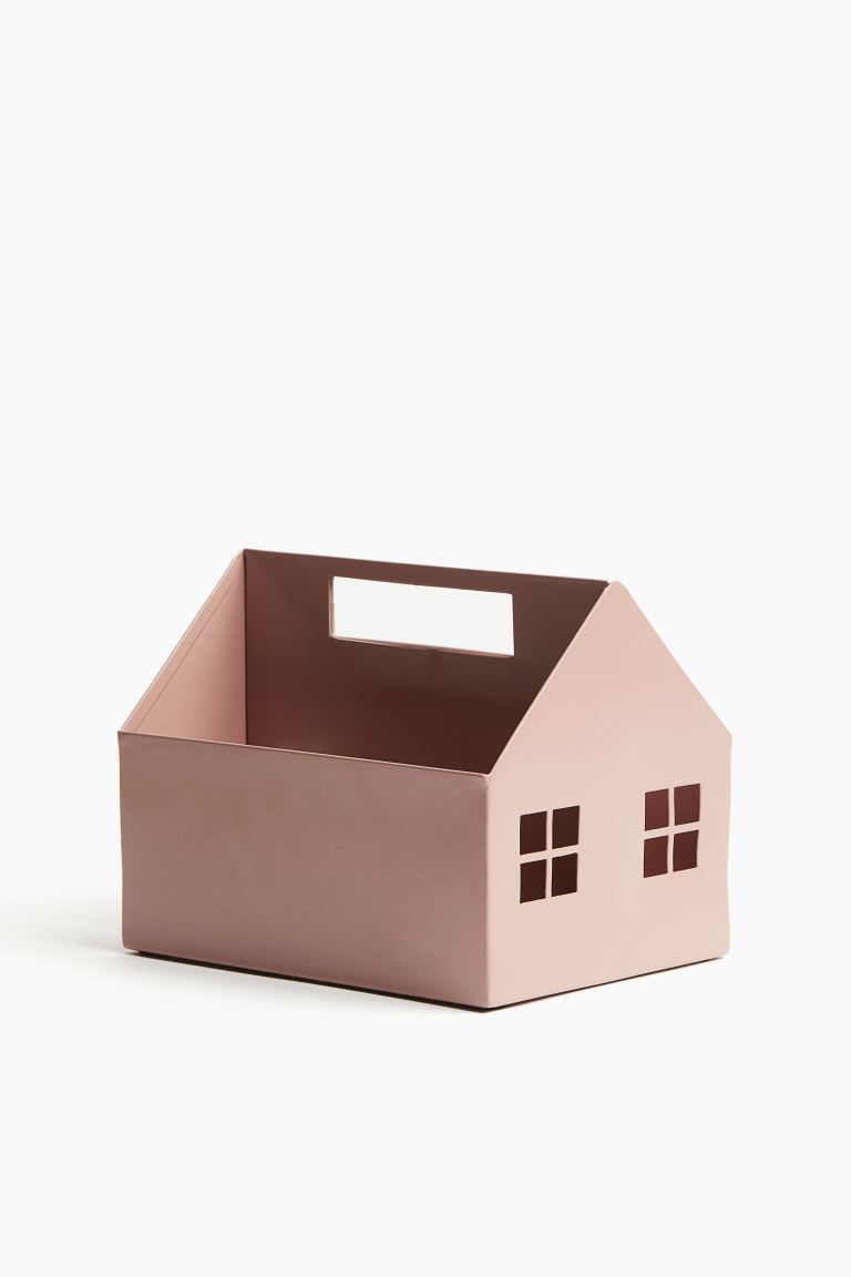 Storage, house-shaped book storage, metal, pink