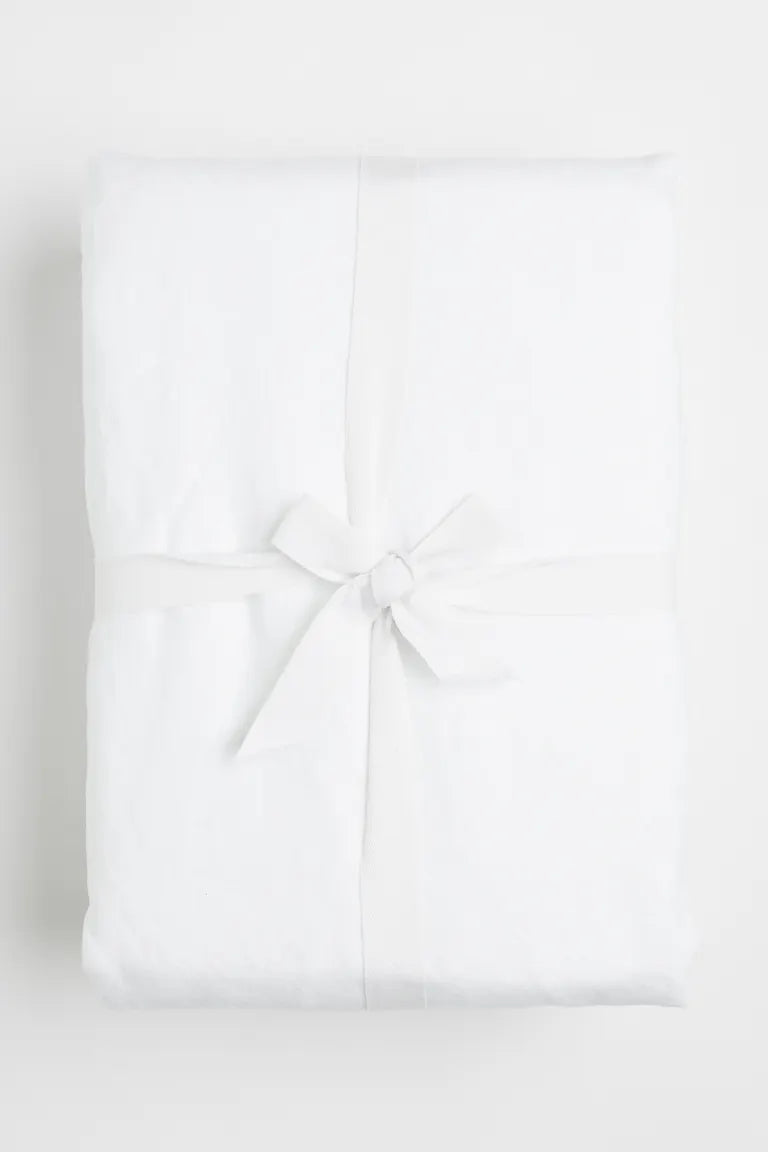 Duvet cover set, washed linen, white