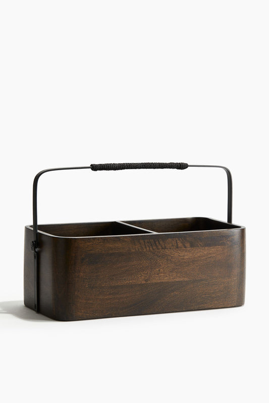 Storage, baskets, mango wood caddy, brown