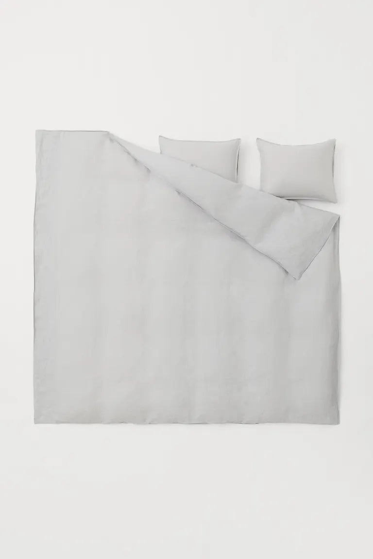 Duvet cover set, washed linen, light gray