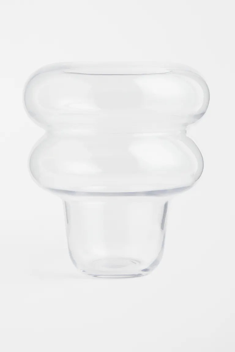 Vase, transparent glass vase, 11 in