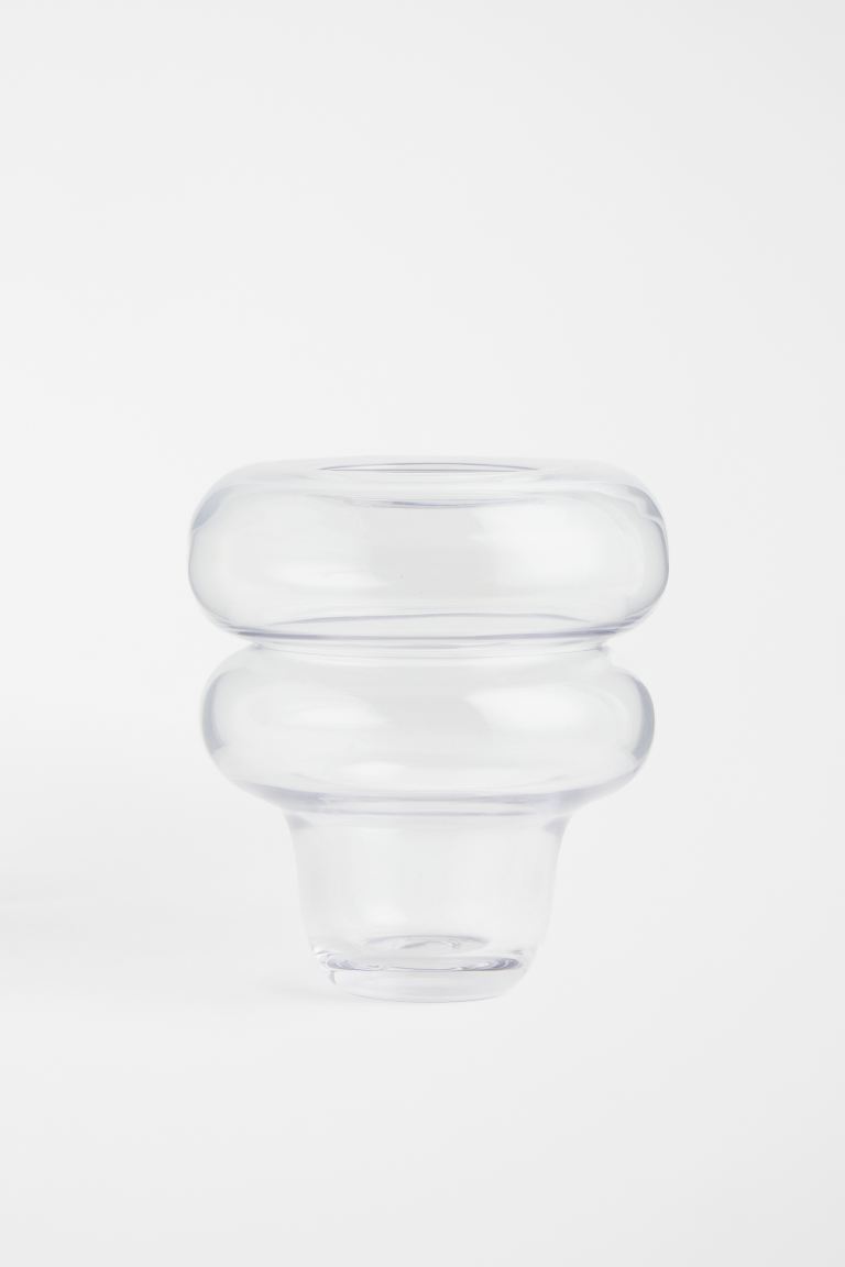 Vase, transparent glass vase, 7.5 in