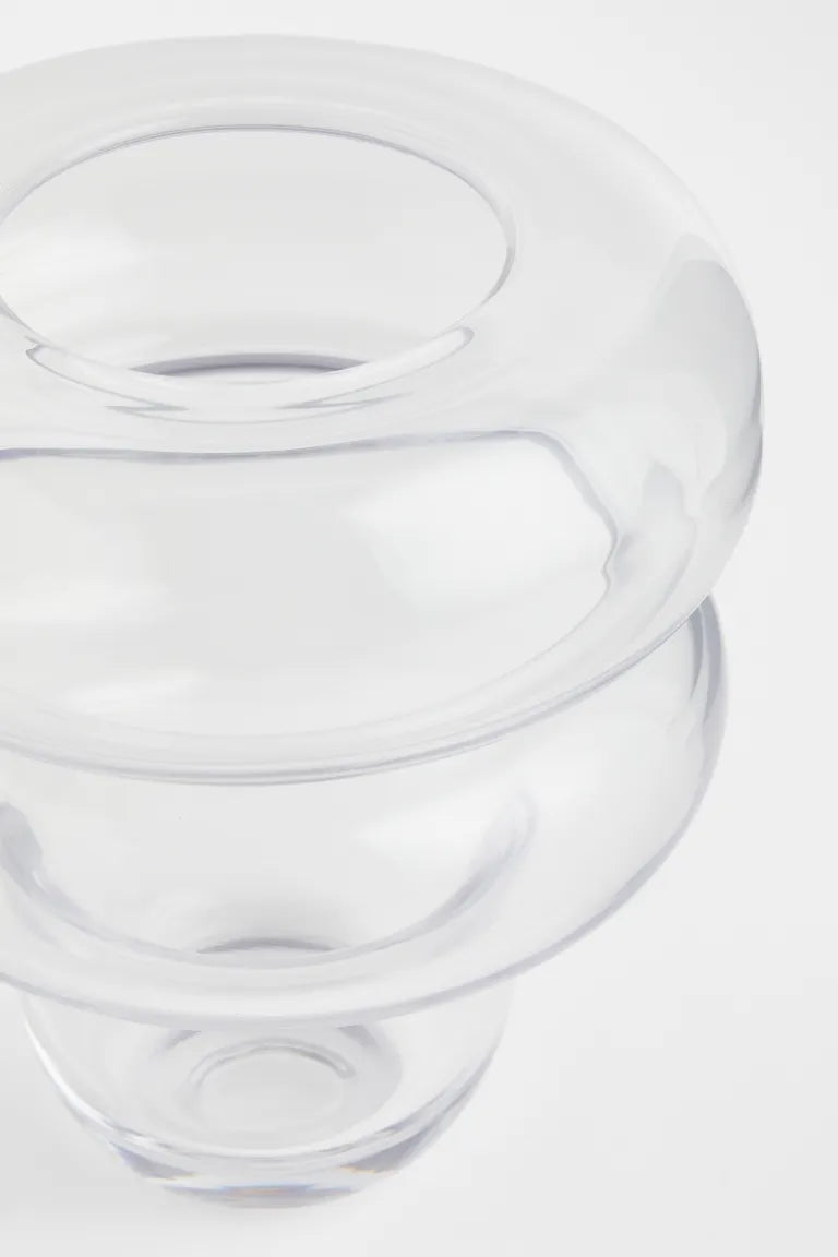 Vase, transparent glass vase, 7.5 in