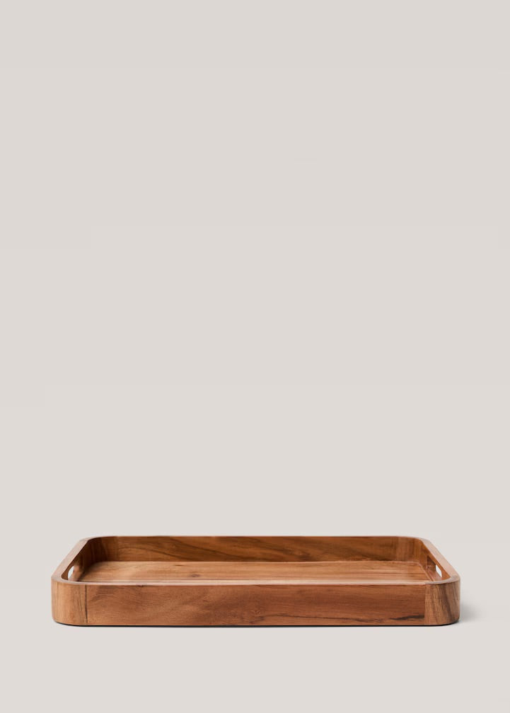 Serving tray, acacia wood, rectangular, 15.8 x 11 in