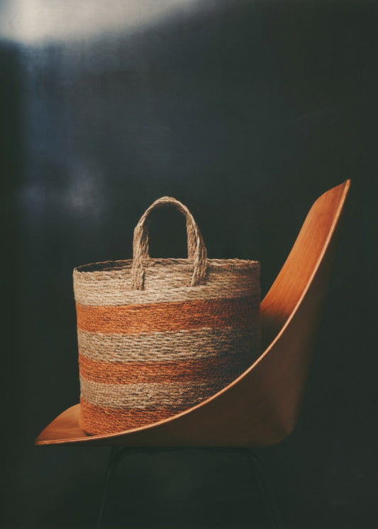 Decorative basket, seagrass, two short handles