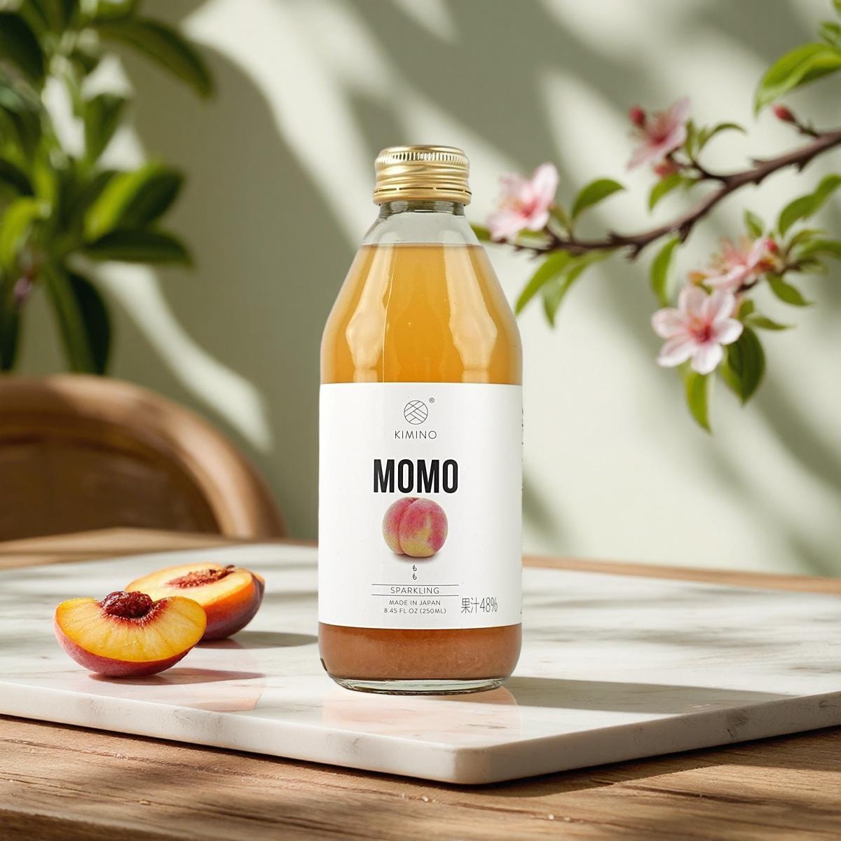 Soda, Kimino sparkling juice, momo peach, 8.45oz, pack of 2