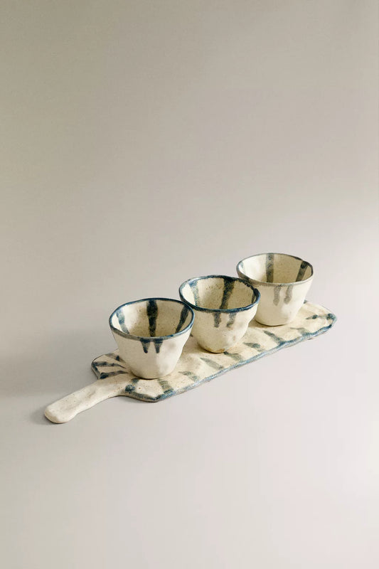 Dip & condiment serving set, stoneware