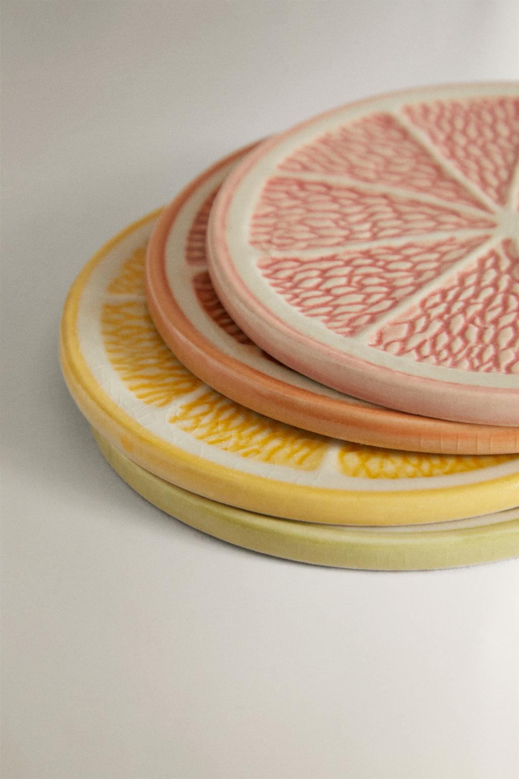 Coaster, fruit-shape, stoneware, pack 4