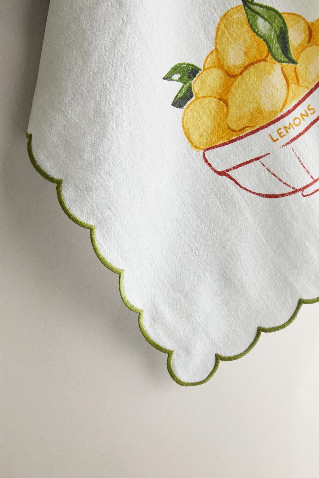 Kitchen towel, cotton, lemon print, 27.6x19.7in