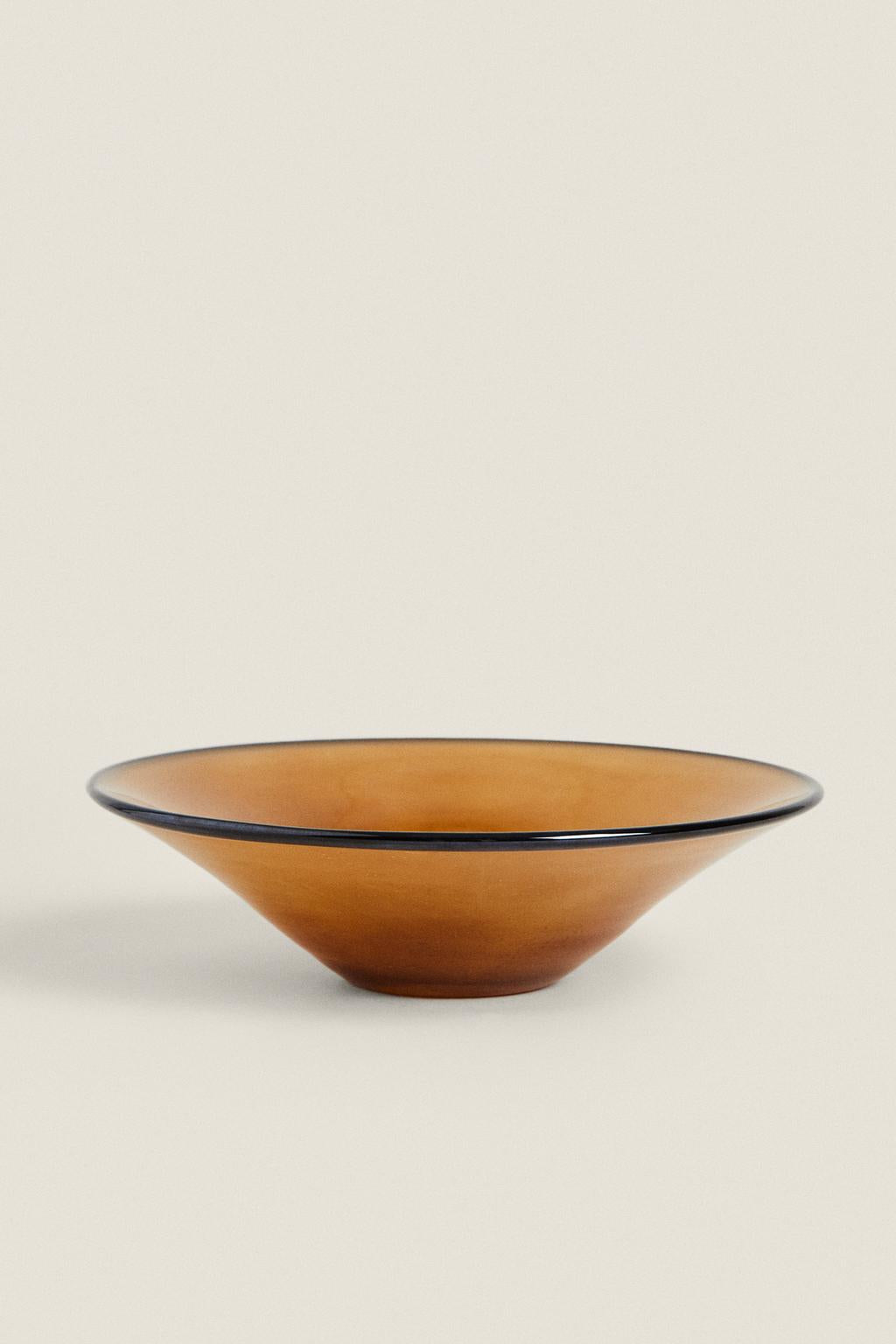 Decorative bowl, glass, camel brown