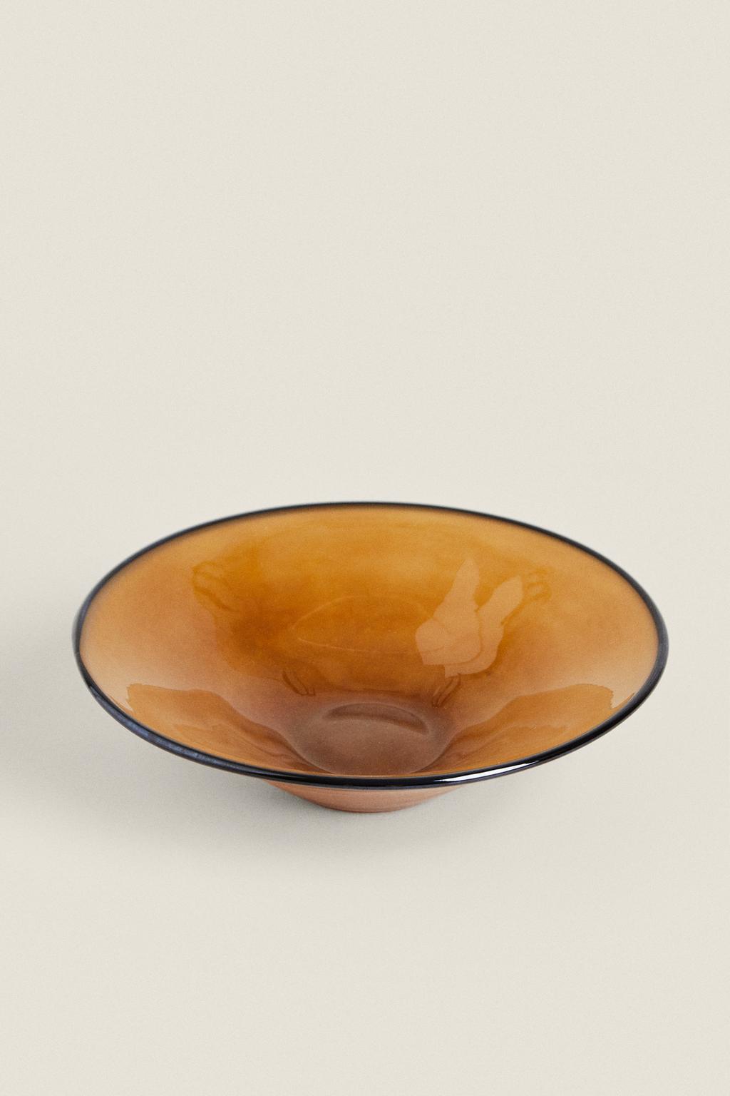 Decorative bowl, glass, camel brown