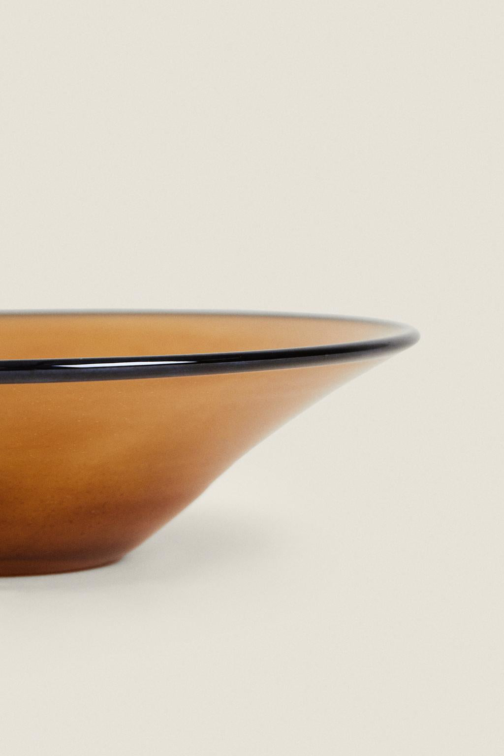 Decorative bowl, glass, camel brown