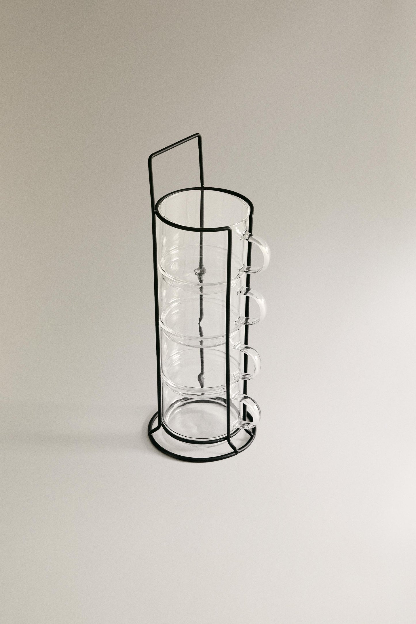 Drinkware, mug, borosilicate glass, with metal stand