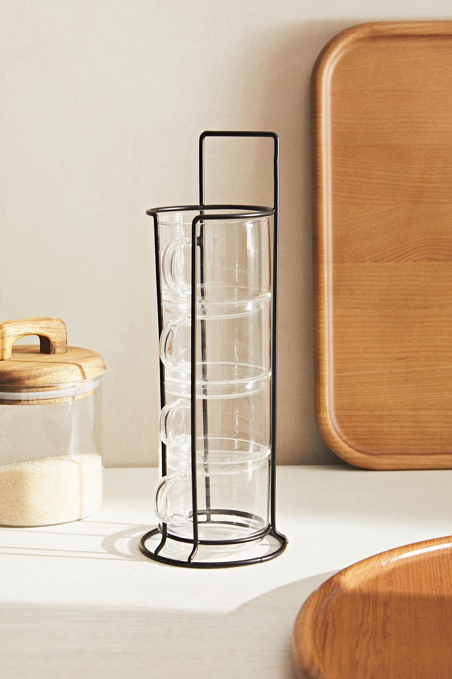 Drinkware, mug, borosilicate glass, with metal stand