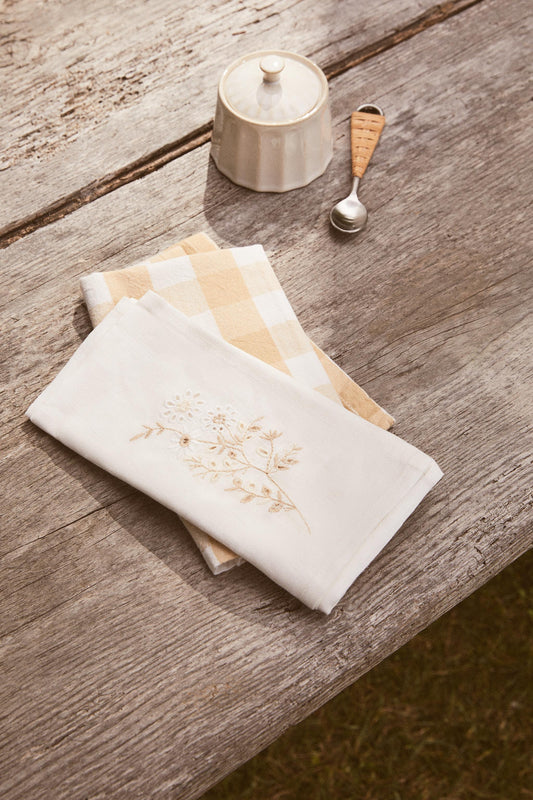 Napkin, linen, 17.5 in, pack 2, daisy