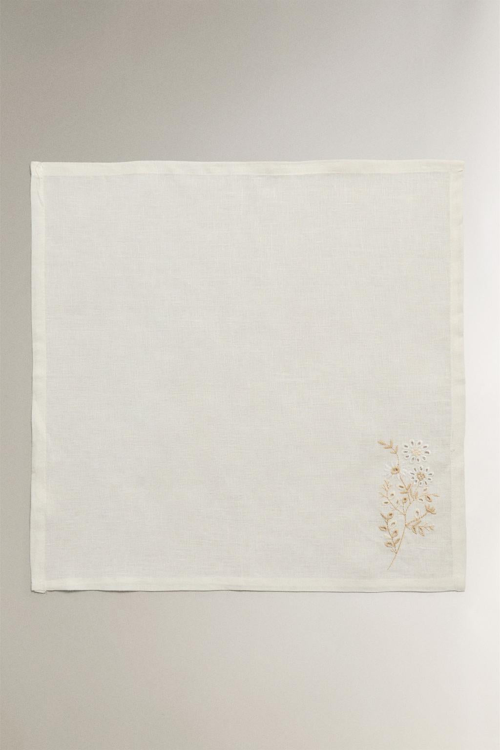 Napkin, linen, 17.5 in, pack 2, daisy