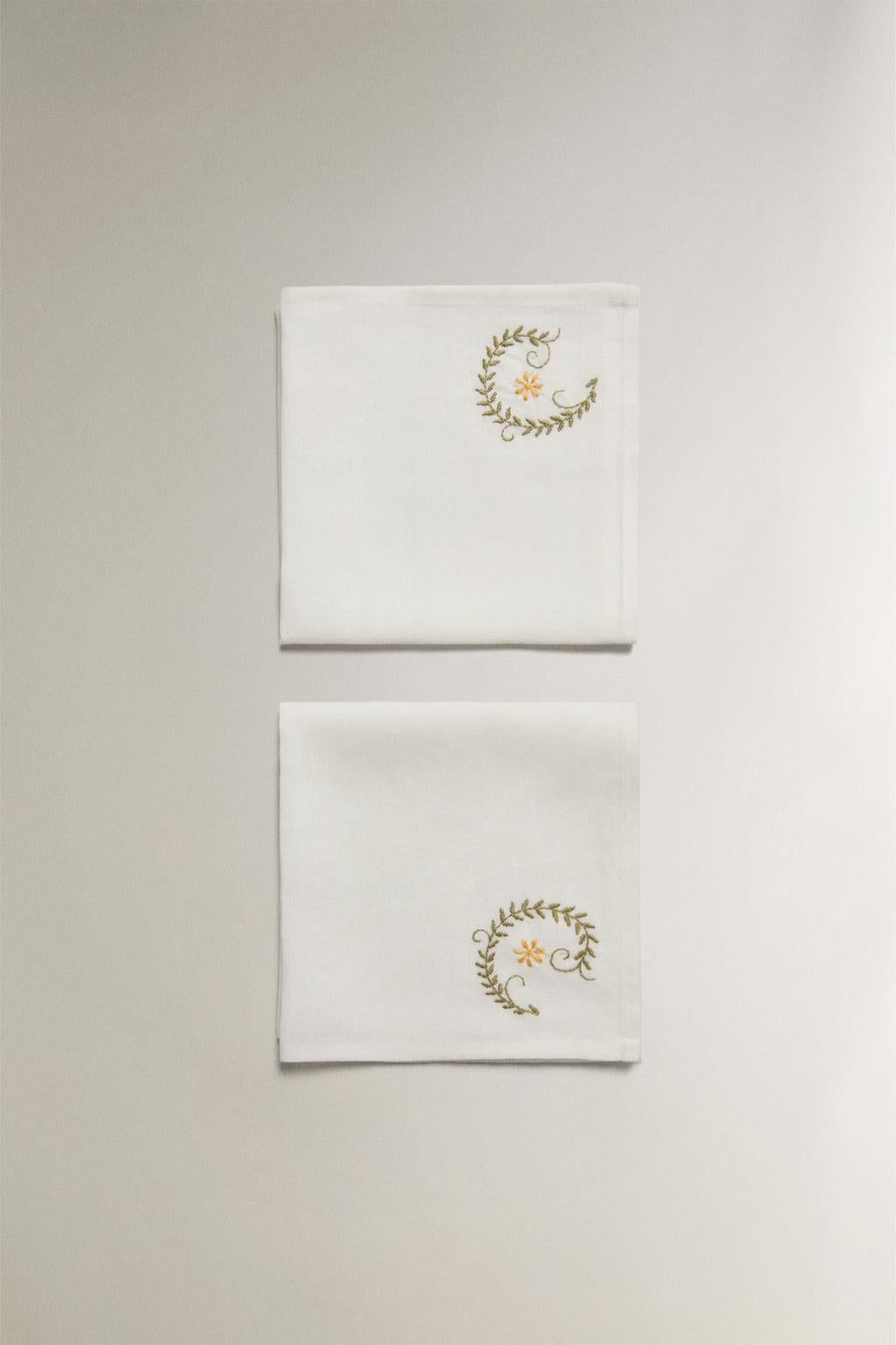 Napkin, linen, 17.5 in, pack 2, vine