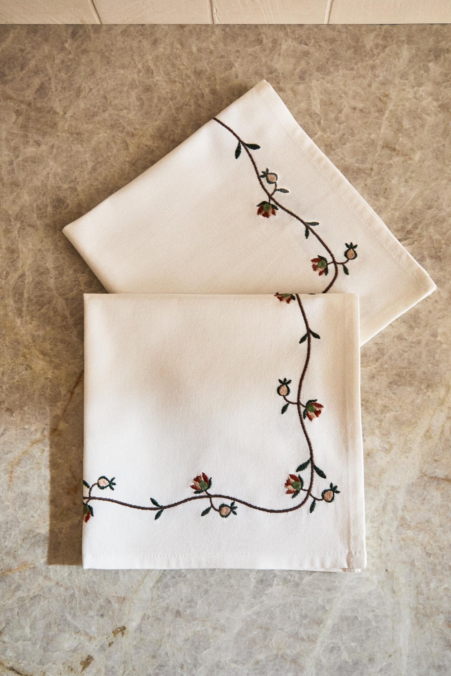 Napkin, cotton, 17.5 in, pack 2, floral vine