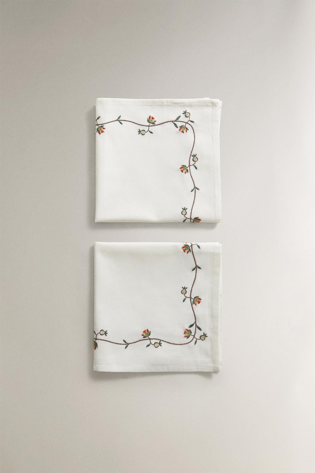 Napkin, cotton, 17.5 in, pack 2, floral vine